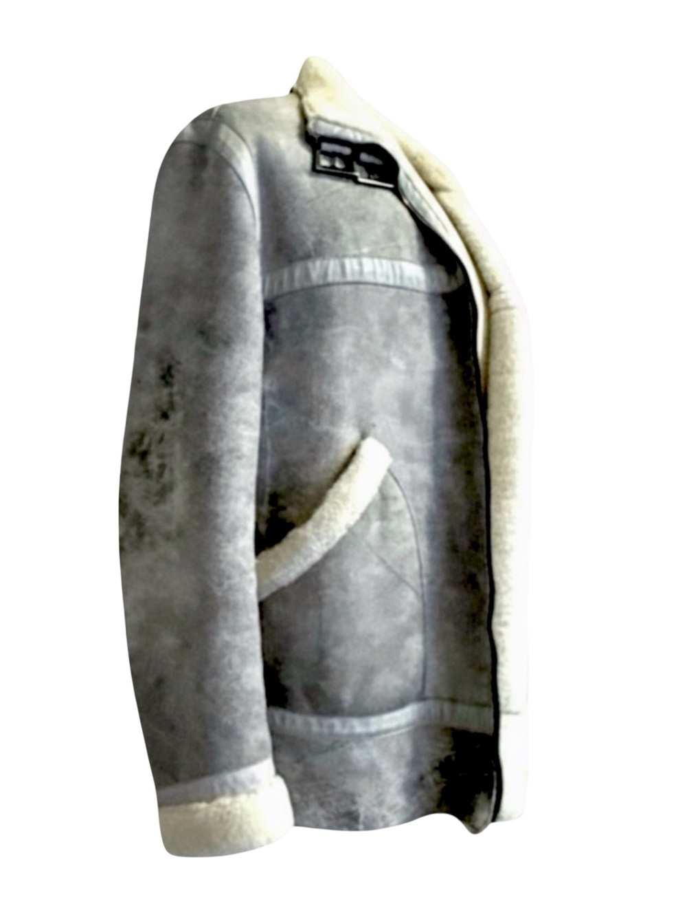 Versace Jeans Couture Distressed Shearling Jacket – Gray | Vintage Luxury - Picture 3 of 13